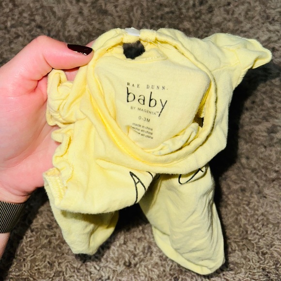 Rae Dunn Romper 0-3m 3 Month 0-3 Yellow One Piece Outfit - Picture 5 of 6